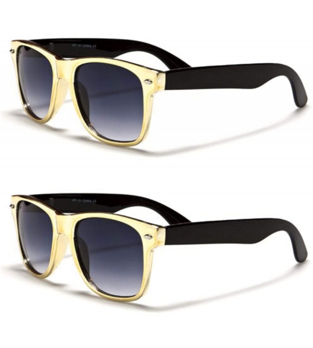 Wayfarer Unisex 80's Retro Classic Trendy Stylish Sunglasses for Men Women - Met - Yellow - 2pack - C6195GK3379 $18.99