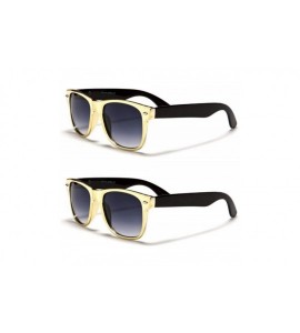 Wayfarer Unisex 80's Retro Classic Trendy Stylish Sunglasses for Men Women - Met - Yellow - 2pack - C6195GK3379 $18.99