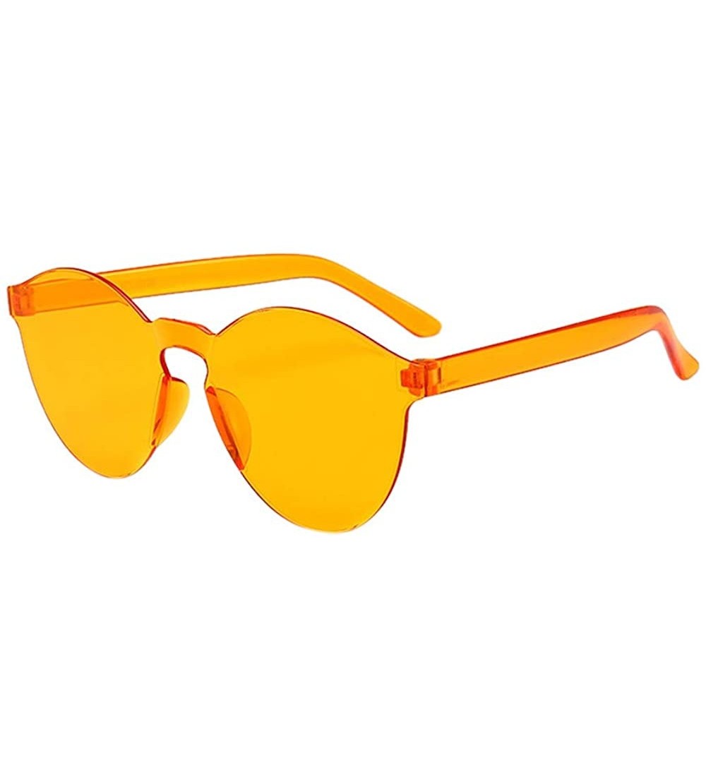 Wrap Women Men Fashion Clear Retro Sunglasses Outdoor Frameless Eyewear Glasses - Orange B - C4196HEODH7 $17.37