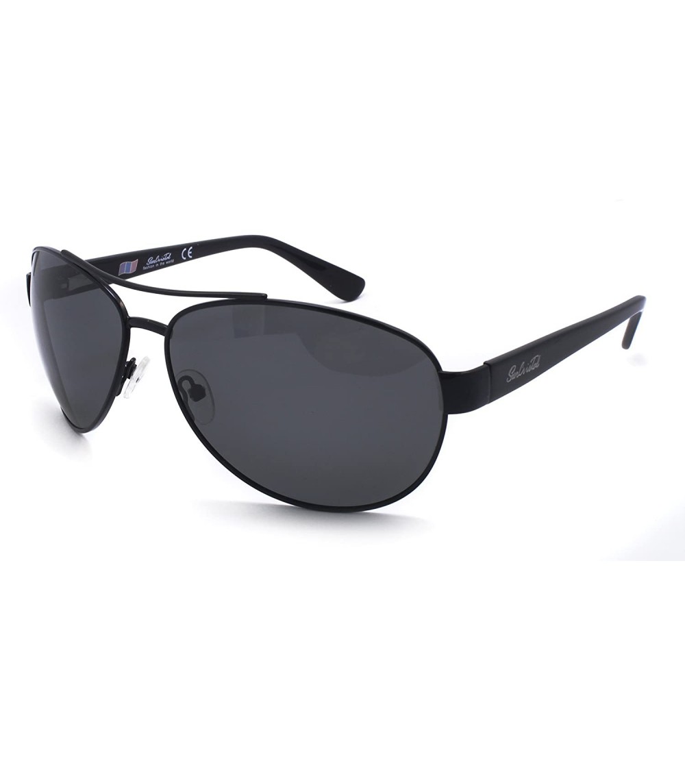 Aviator Metal Men Polarized UV400 Shied Lens Sunglasses - Black - CS17YC6X40Z $42.16