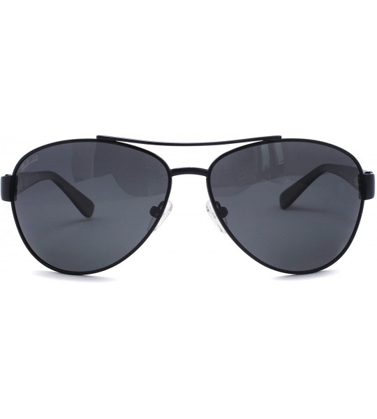 Aviator Metal Men Polarized UV400 Shied Lens Sunglasses - Black - CS17YC6X40Z $42.16