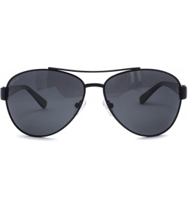 Aviator Metal Men Polarized UV400 Shied Lens Sunglasses - Black - CS17YC6X40Z $42.16