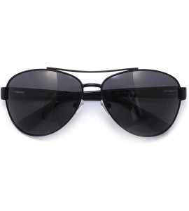 Aviator Metal Men Polarized UV400 Shied Lens Sunglasses - Black - CS17YC6X40Z $42.16