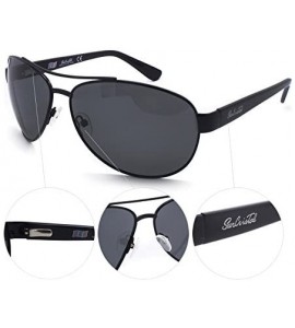 Aviator Metal Men Polarized UV400 Shied Lens Sunglasses - Black - CS17YC6X40Z $42.16