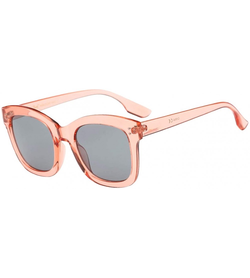 Oversized Women's Square Oversized Sunglasses 1950s Giselle Thick Plastic Frame Pouch - Pink - CI18TS037GL $18.74