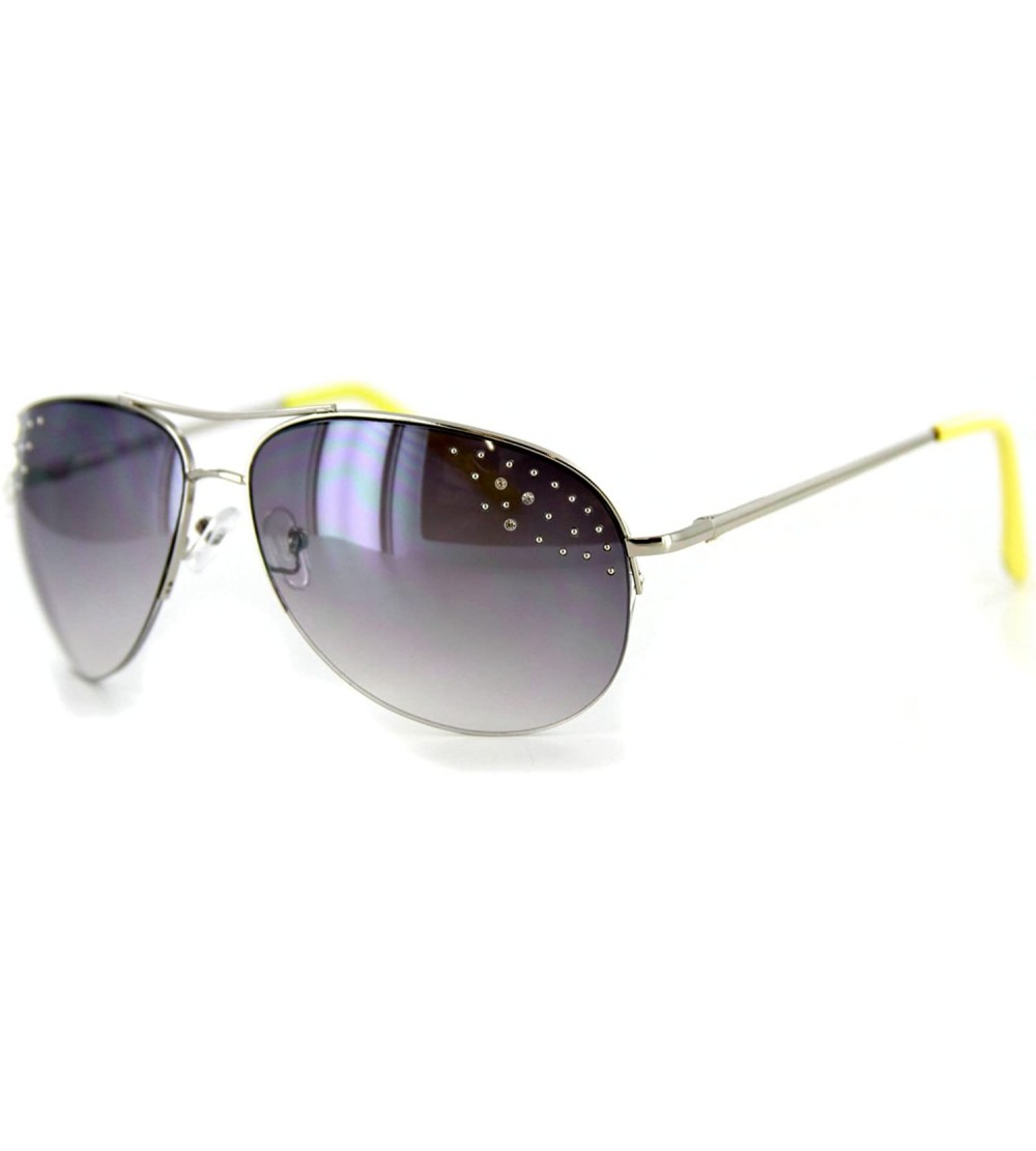 Aviator Starlet Women's Designer Sunglasses with Aviator Frames and Austrian Crystals (Yellow w/ Smoke) - C9110OKTMON $30.35