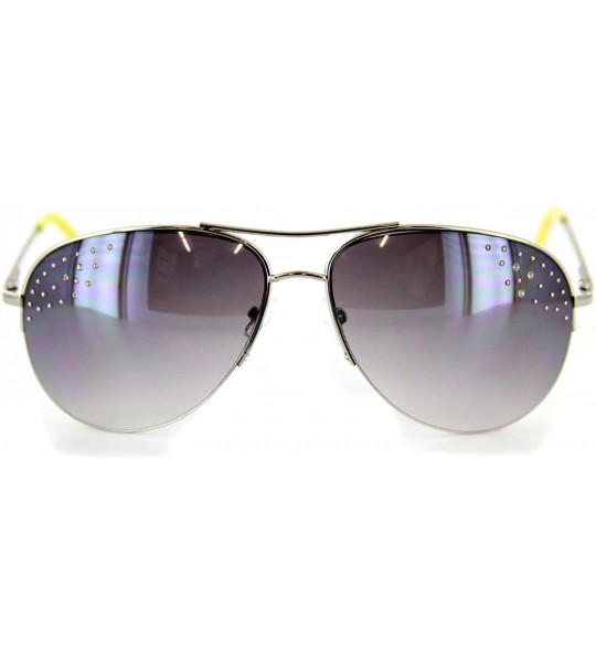 Aviator Starlet Women's Designer Sunglasses with Aviator Frames and Austrian Crystals (Yellow w/ Smoke) - C9110OKTMON $30.35