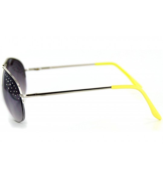 Aviator Starlet Women's Designer Sunglasses with Aviator Frames and Austrian Crystals (Yellow w/ Smoke) - C9110OKTMON $30.35