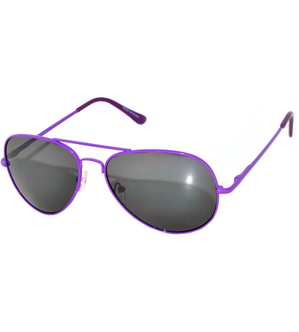 Aviator Aviator Style Sunglasses Colored Lens Colored Metal Frame with Spring Hinge - Purple_smoke_lens - C7121GEYJQB $18.77