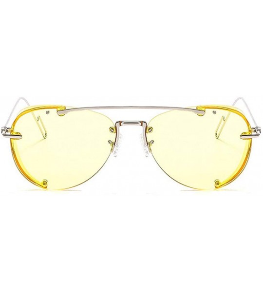 Goggle Female Vintage sunglasses Womens Goggles Fashion Classic Pilot Sunglasses for men - Yellow - CA18Y8EAS0H $22.63