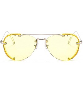 Goggle Female Vintage sunglasses Womens Goggles Fashion Classic Pilot Sunglasses for men - Yellow - CA18Y8EAS0H $22.63