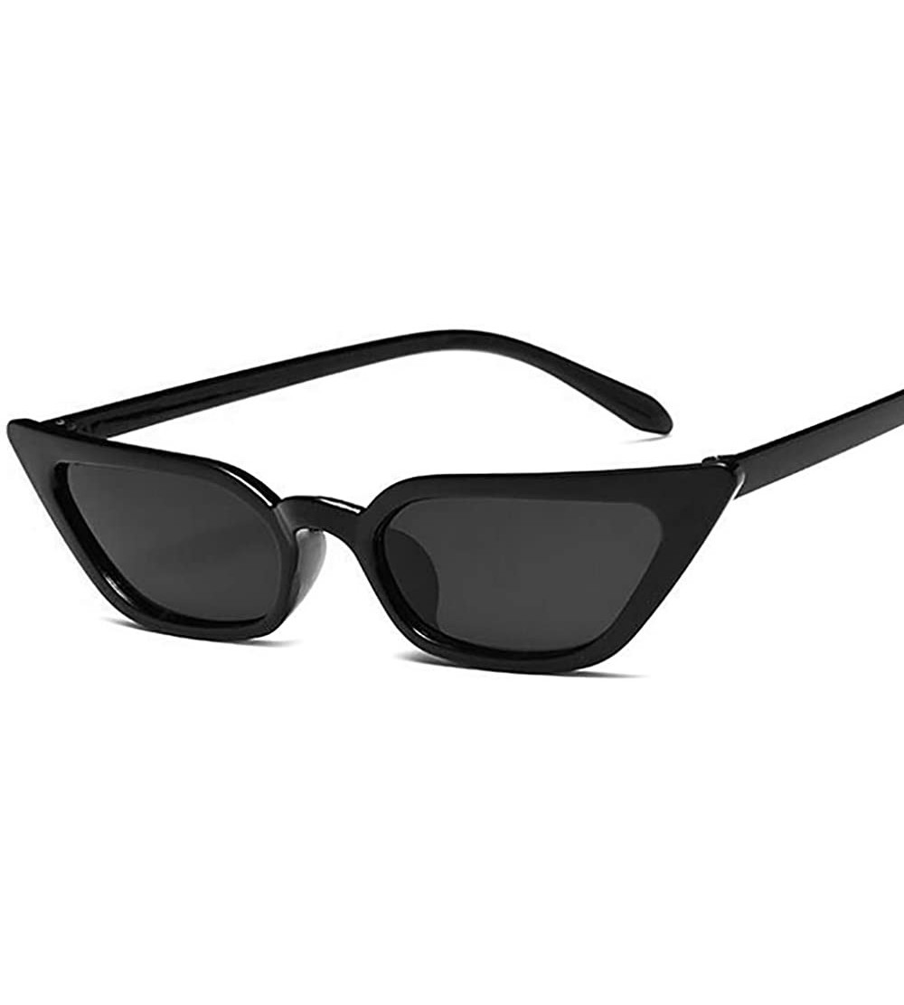 Sport Small Cat Eye Sunglasses Retro Vintage Tiny Cateye Sunglasses for women - Black - C7198UWAC0K $19.47