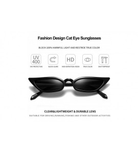 Sport Small Cat Eye Sunglasses Retro Vintage Tiny Cateye Sunglasses for women - Black - C7198UWAC0K $19.47