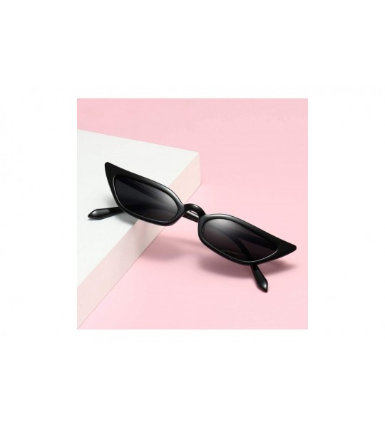 Sport Small Cat Eye Sunglasses Retro Vintage Tiny Cateye Sunglasses for women - Black - C7198UWAC0K $19.47