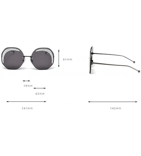 Round Retro Brand Designer 2020 New fashion Frameless Bling Round Sun Glasses women UV400 - Gun&gray - C0194HESWDW $25.47