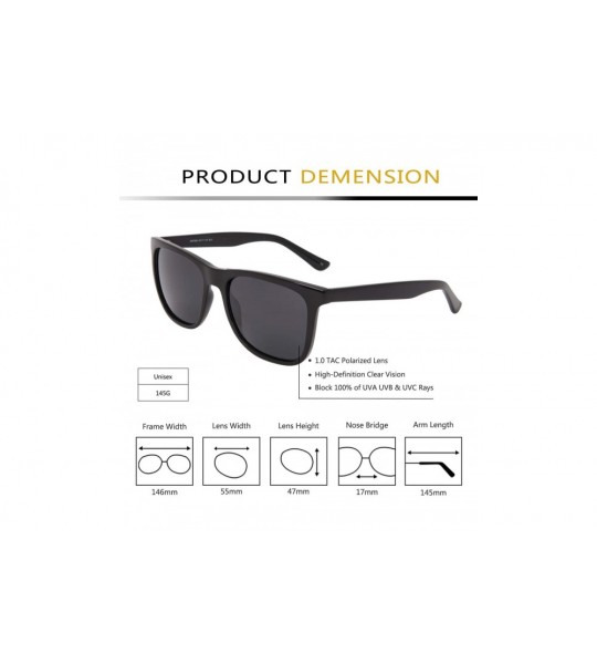 Rectangular Classic Polarized Sunglasses for Men Women- Horn Rimmed- UV400 Protection - Shiny Black Frame 7064 - C418RW2EHYZ ...