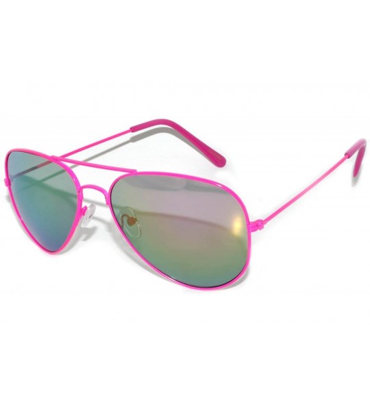 Aviator Aviator Sunglasses Pink-Purple Metal Frame with Gold-Red Mirror Lens - CM11MA4VO37 $19.16