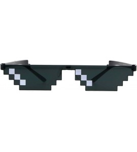 Shield Flat Top Narrow Cat Eye Pixel Funky Party Shade Rimless Shield Sunglasses Black - 3 Squares - C518GXX76N2 $19.82