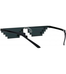 Shield Flat Top Narrow Cat Eye Pixel Funky Party Shade Rimless Shield Sunglasses Black - 3 Squares - C518GXX76N2 $19.82