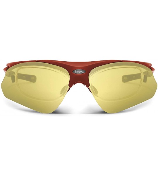 Sport Delta Red Running Sunglasses with ZEISS P2140 Yellow Tri-flection Lenses - C718KMIZKOI $33.44