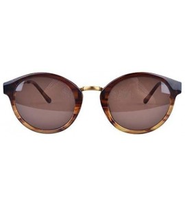 Round Petite Vintage Style Round Sunglasses with Gold detail - Havana Brown - CN182ST5HX0 $66.91