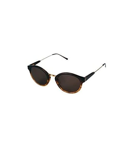 Round Petite Vintage Style Round Sunglasses with Gold detail - Havana Brown - CN182ST5HX0 $66.91