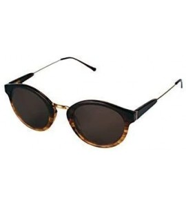 Round Petite Vintage Style Round Sunglasses with Gold detail - Havana Brown - CN182ST5HX0 $66.91