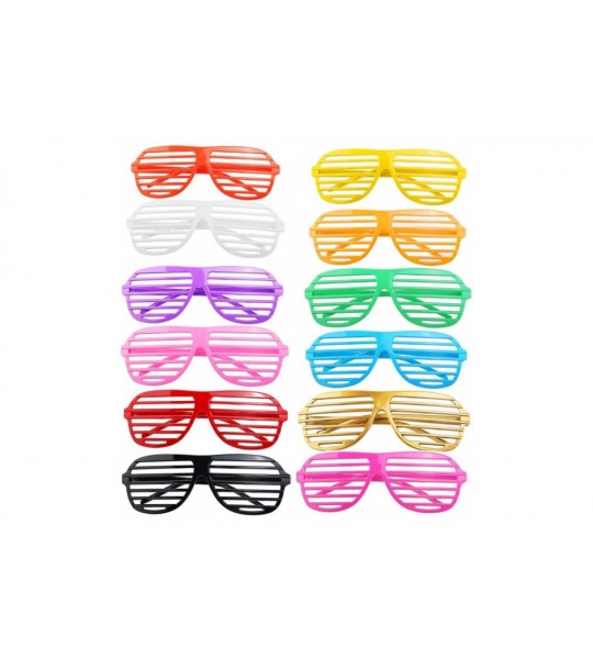 Butterfly 12 Pairs Shutter Shades Glasses Assorted Colors Plastic Sunglasses Eyewear for Party Cosplay Props - Stripe - C9192...