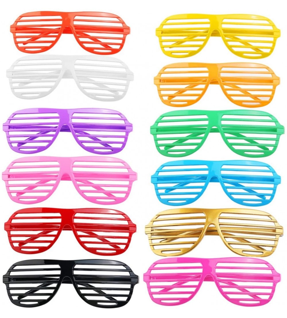 Butterfly 12 Pairs Shutter Shades Glasses Assorted Colors Plastic Sunglasses Eyewear for Party Cosplay Props - Stripe - C9192...