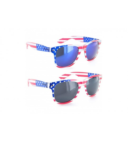 Wayfarer Patriotic American Flag Sunglasses Gift Box (Multi-colored- Ocean Color Mirror & Dark) - C412H5KMRUP $34.77