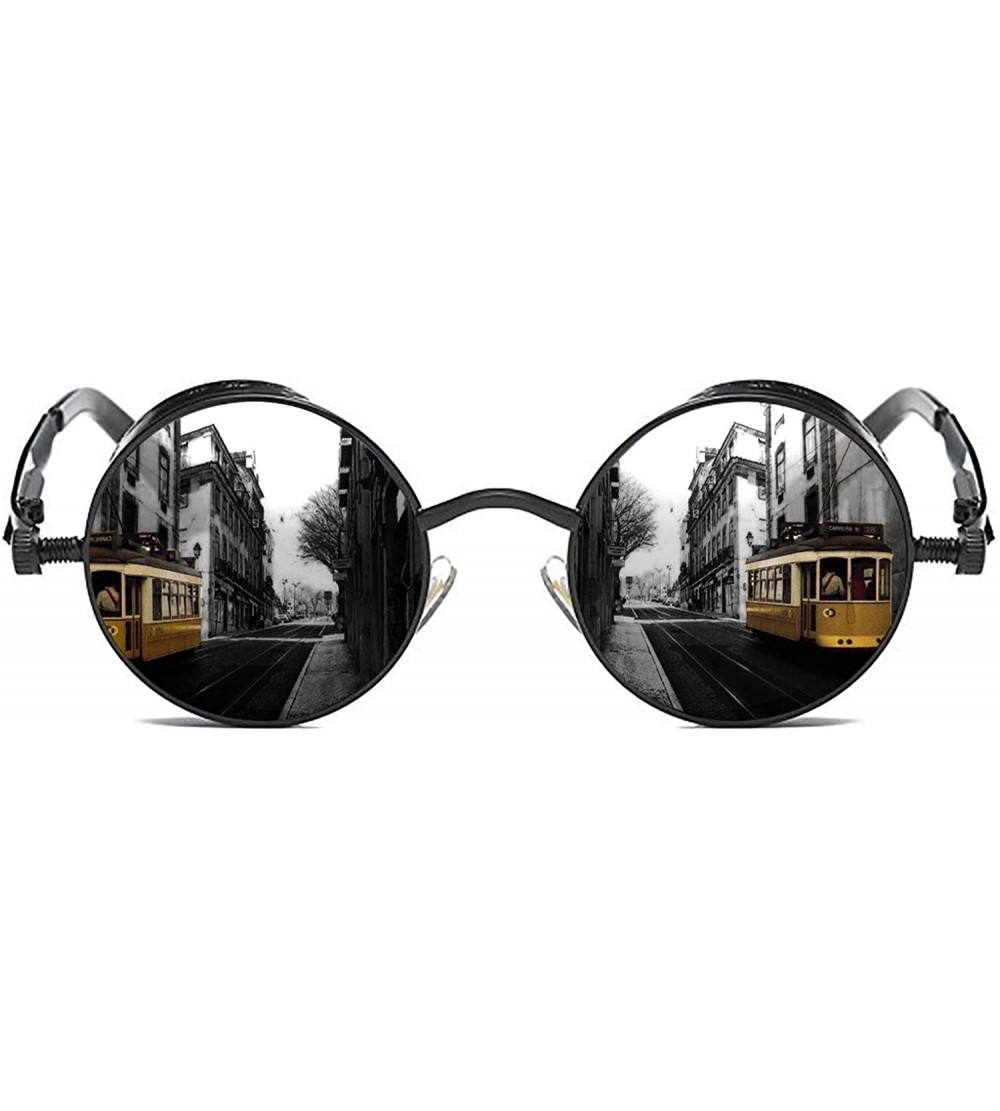 Rectangular Gothic Steampunk Polarized Sunglasses For Men Women UV Sunglasses Metal Full Frame - CS182Q2M3LW $26.82