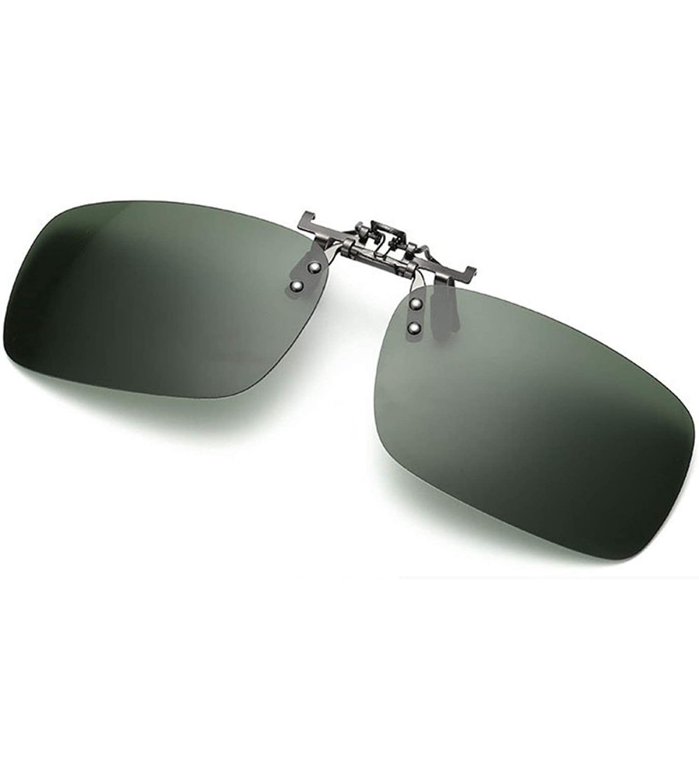 Rectangular Fashion Clip-on Flip-up Polarized Driving Fishing Rectangular Sunglasses - C2 - C418TLQSLHX $17.87