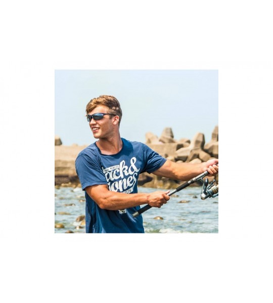 Sport Alpha Navy Blue Fishing Sunglasses with ZEISS P7020 Gray Tri-flection Lenses - CY18KN08OKA $32.72