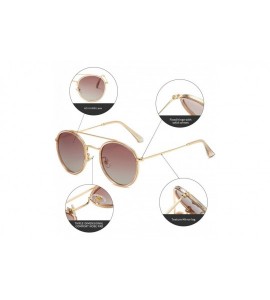 Round Small Round Double Bridge Sunglasses For Women Men Polarized 100% UV Protection - CJ18RX9DLL9 $25.00