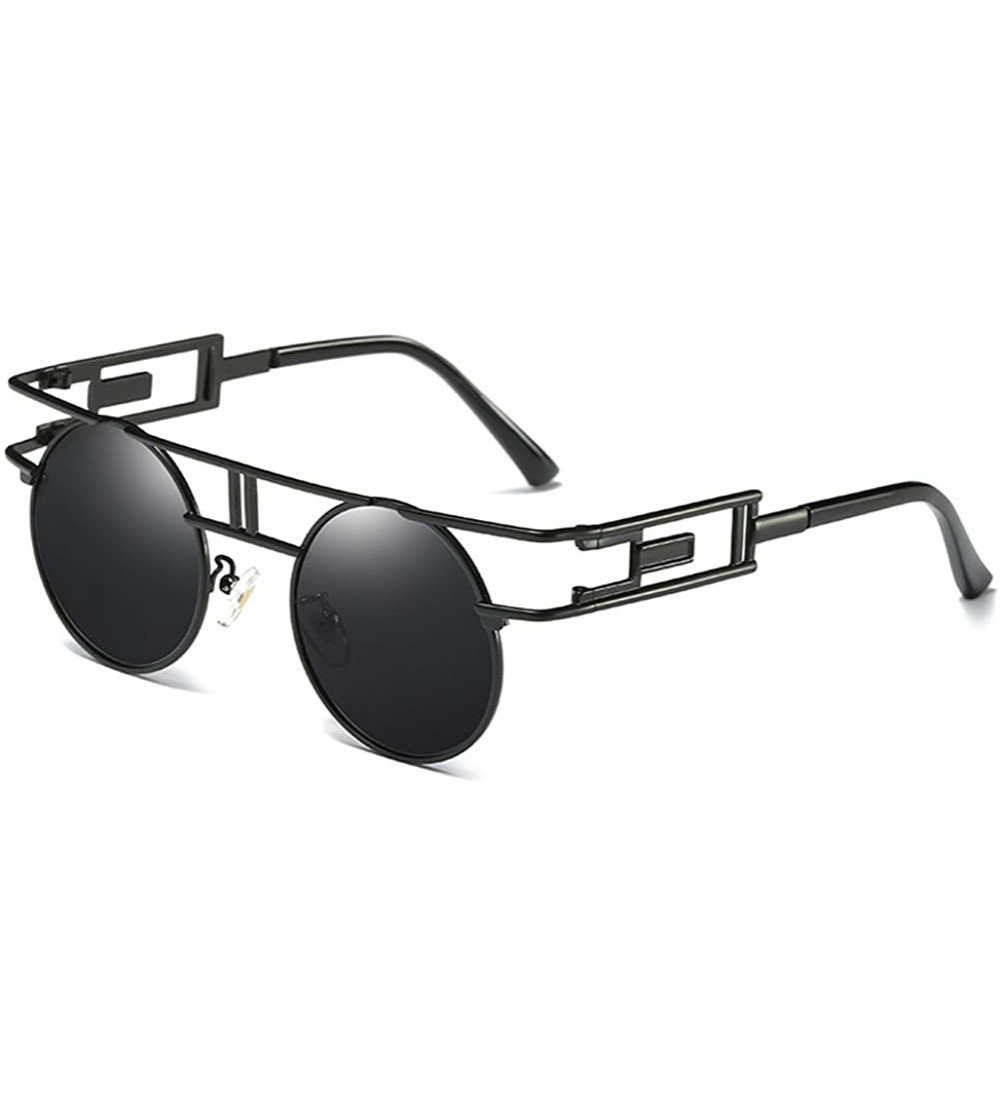 Goggle Retro Polaroid Steampunk Sunglasses Driving Polarized Glasses Men - Black - CV18G24ZG38 $32.45