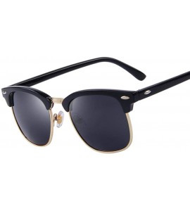 Aviator Men Retro Rivet Polarized Sunglasses Classic Brand Designer Unisex C01 Black - C06 Silver Mirror - CL18XEC20U8 $20.31