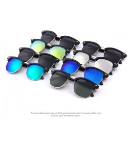 Aviator Men Retro Rivet Polarized Sunglasses Classic Brand Designer Unisex C01 Black - C06 Silver Mirror - CL18XEC20U8 $20.31