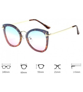 Cat Eye Women's Fashion Retro Metal Plastic Round Frame Cat Eye Sunglasses - Leopard Blue Red - C518W9IWXL0 $47.20