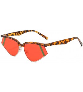 Cat Eye Cat Eye Sunglasses for Women Triangle Sun Glasses Black Shades UV400 - Leopard Silver Red - CE199OGK8K9 $23.32