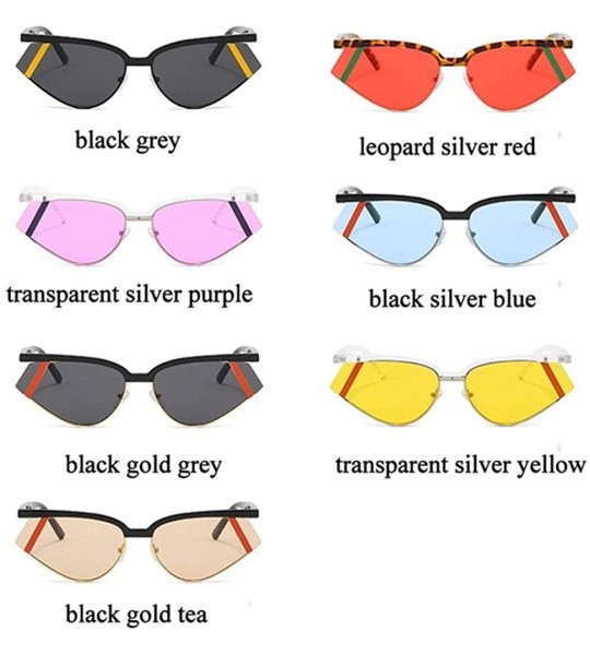 Cat Eye Cat Eye Sunglasses for Women Triangle Sun Glasses Black Shades UV400 - Leopard Silver Red - CE199OGK8K9 $23.32