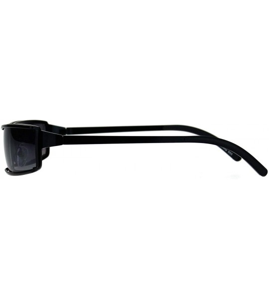 Sport Mens Narrow Warp Rectangle Sport Mob Metal Rim Sunglasses - Black Smoke - CF18LMRNDTX $23.85