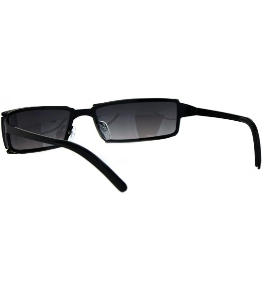 Sport Mens Narrow Warp Rectangle Sport Mob Metal Rim Sunglasses - Black Smoke - CF18LMRNDTX $23.85