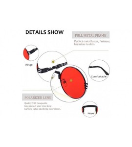 Round Men's Polarized Sunglasses UV Protection Sunglasses for Men & Women - Black Frame + Red Lens - CS18D0W2KGQ $25.22