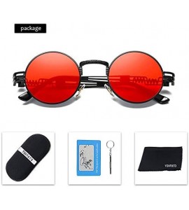 Round Men's Polarized Sunglasses UV Protection Sunglasses for Men & Women - Black Frame + Red Lens - CS18D0W2KGQ $25.22