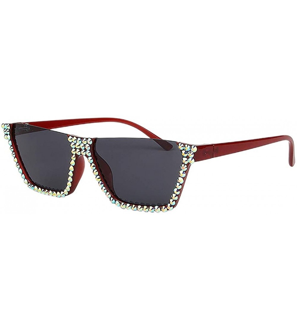 Square Sparkling Crystal Sunglasses UV Protection Rhinestone Sunglasses - Black231 - C418ZYH6ZTI $27.25
