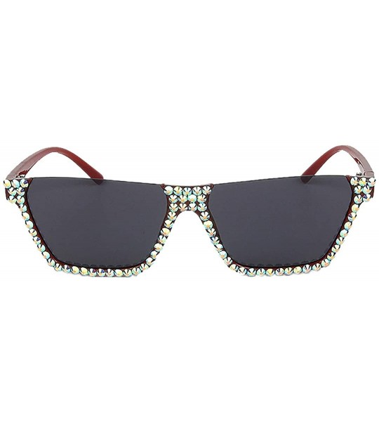 Square Sparkling Crystal Sunglasses UV Protection Rhinestone Sunglasses - Black231 - C418ZYH6ZTI $27.25