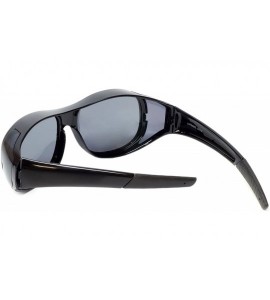 Oval Fitover Sunglasses 7659 Wear-Over Eyewear with Case Large-Size - Gloss Black - CG12NZXUB6G $27.36