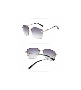 Sport Retro Classic Frame less Sunglasses for Women Metal PC UV400 Sunglasses - Black - CN18T2TMWON $38.99