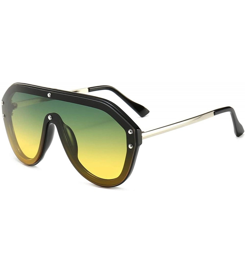 Oversized Retro Rivet Sunglasses Luxury Brand Designer Oversize Black Visor Sun Glasses Men Shades for Women Men - 2 - C218W7...