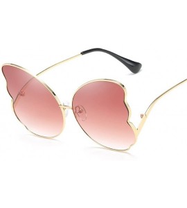 Butterfly Sunglasses For Women Butterfly Elegant Rimmed Summer Travel Fashion Metal Casual - Gold Frames Brown Lens - C618GC0...